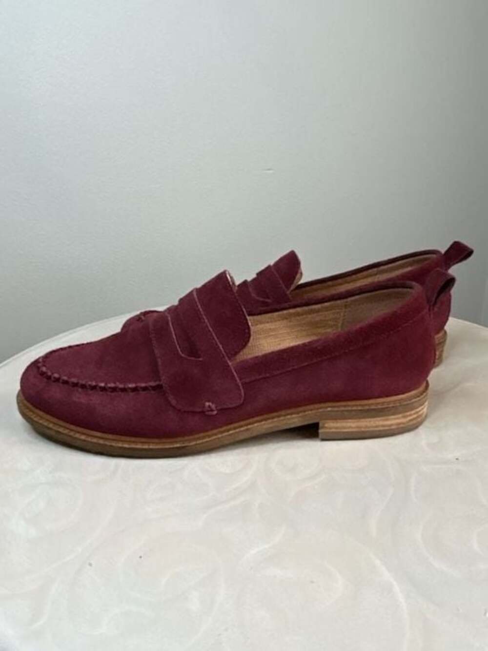 Kelsi Dagger Brooklyn Maroon Suede Penny Loafers Size 7.5 - Picture 5 of 9